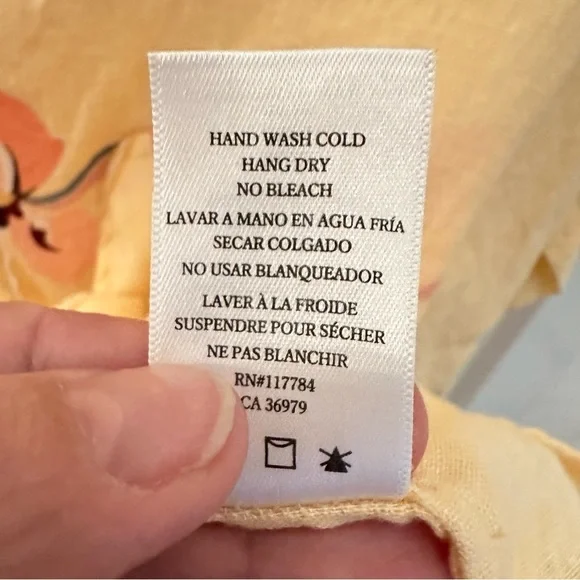 RAILS S Marley tie yellow floral spring short sleeve linen blouse shabby chic - Picture 8 of 13